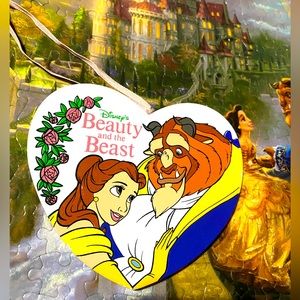 DISNEY’S BEAUTY & THE BEAST VTG 90s KURT ALDER HANDCRAFTED WOODEN XMAS ORNAMENT